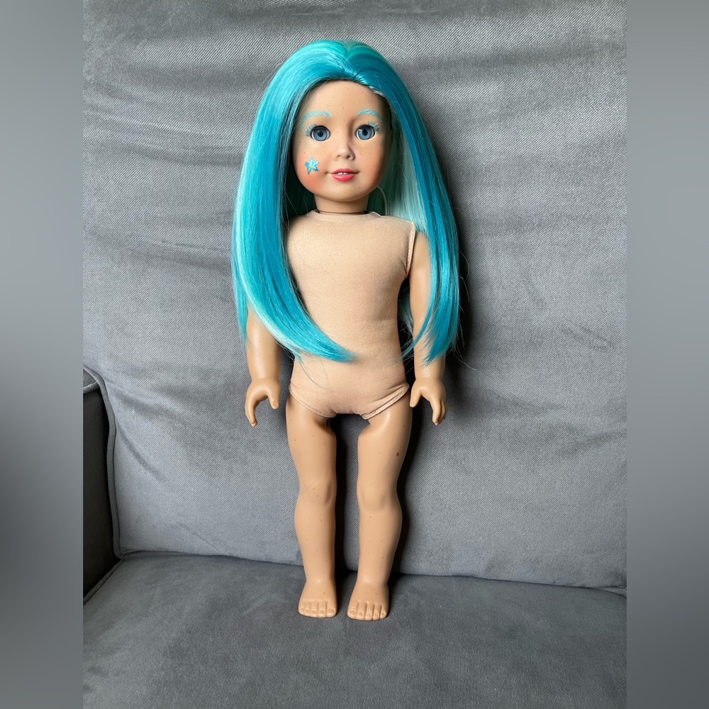American Girl Doll Custom Mermaid Blue Hair 18” Doll